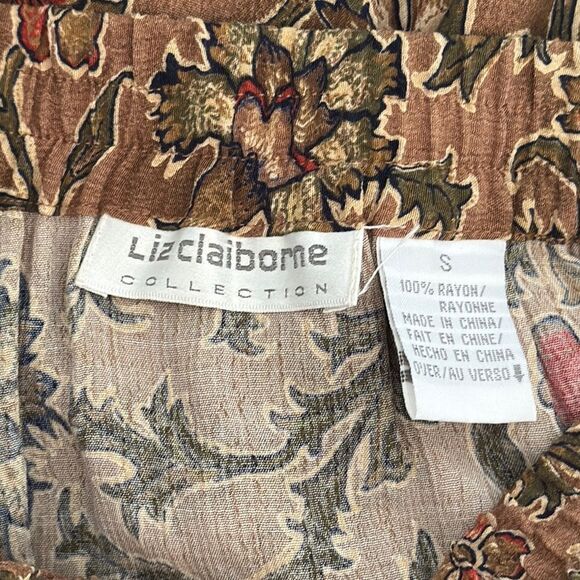 Liz Claiborne Green Tan Tiered Maxi Skirt sz Small - Picture 3 of 8